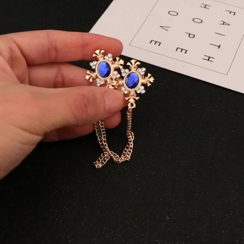GUAFEIH Men's Gem Brooch Lapel Pin Badge Hanging Chains Collar Brooches Pin for Career Suit Tuxedo of Shirts Tie Hat Scarf for Boyfriend Father Birthday - Image 5